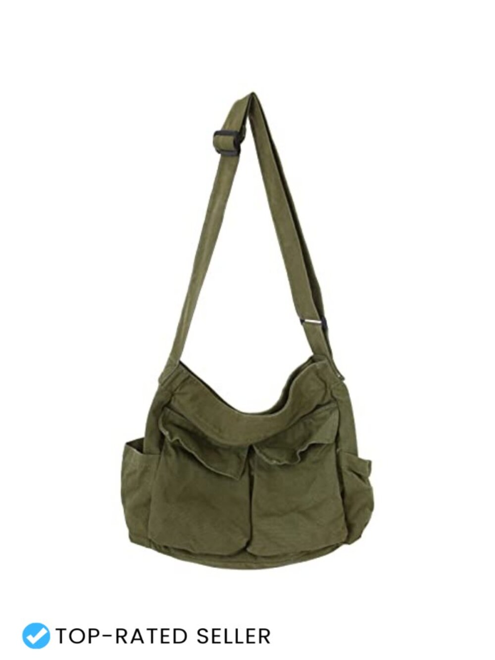 Canvas Messenger Bag Large Hobo Crossbody Shoulder Bag Tote with Pocket